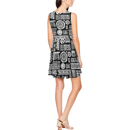 Polynesian Pattern Print Design A02 Sleeveless Dress