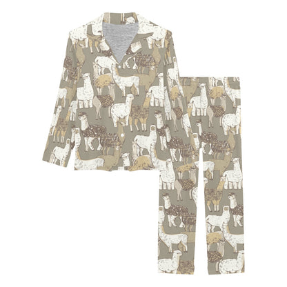 Alpaca Pattern Print Design 01 Women's Long Pajama Set