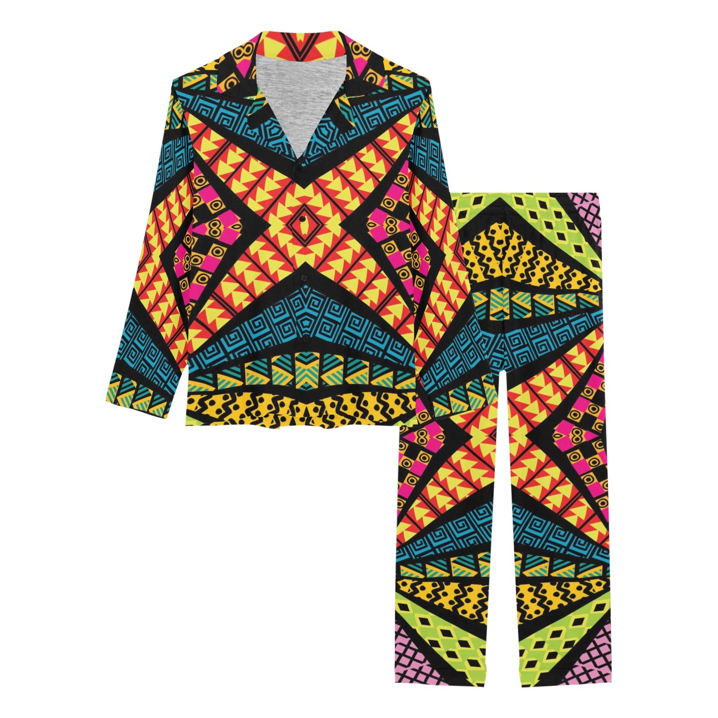 Kaleidoscope Pattern Print Design 05 Women's Long Pajama Set
