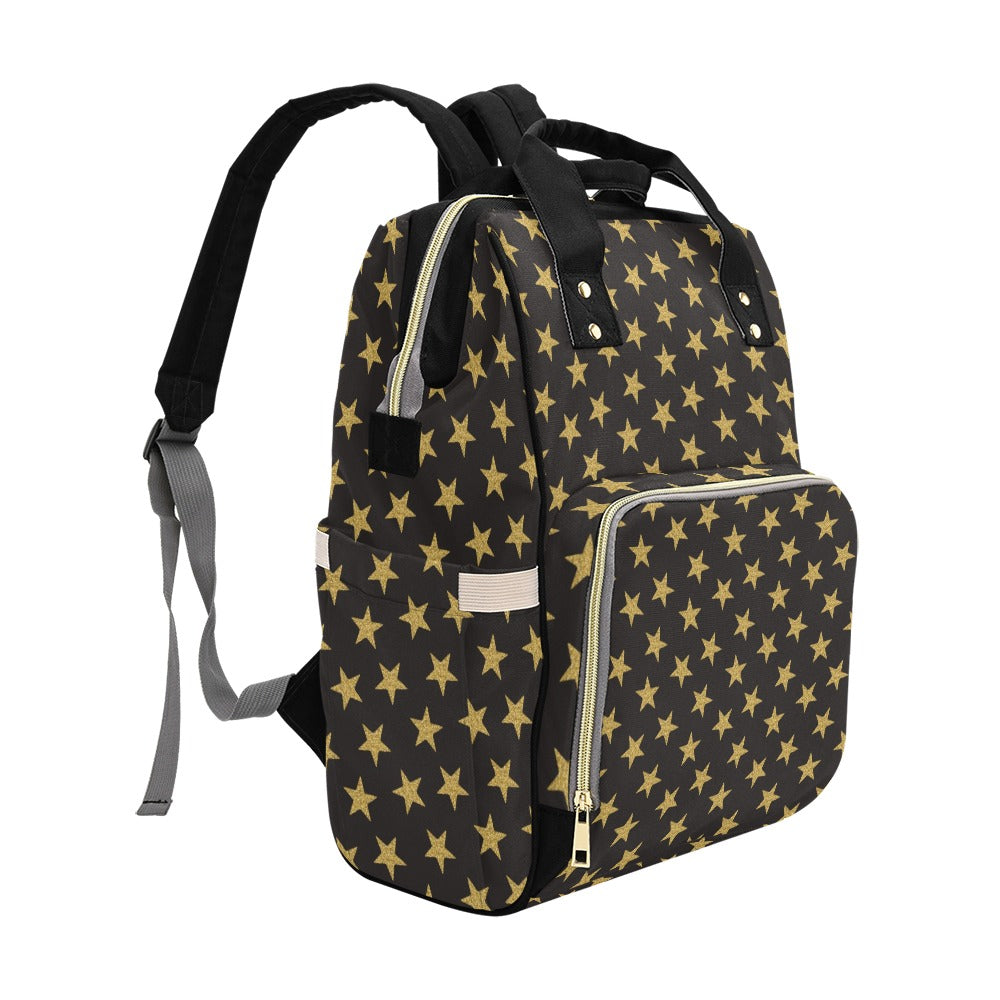 Star Gold Print Design LKS302 Diaper Bag Backpack