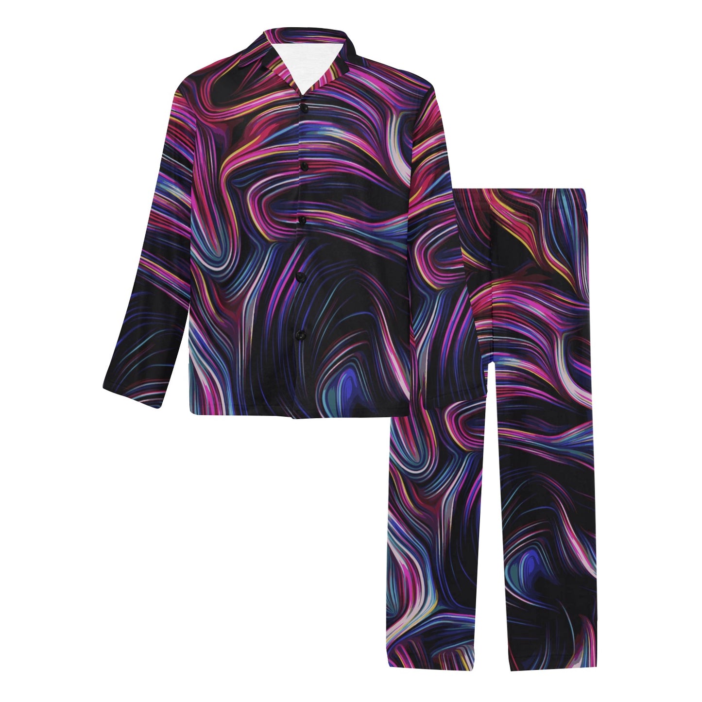 Liquid Pattern Print Design 01 Men's Long Pajama Set