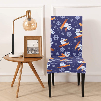 Snowboard Bear Print Design LKS305 Dining Chair Slipcover