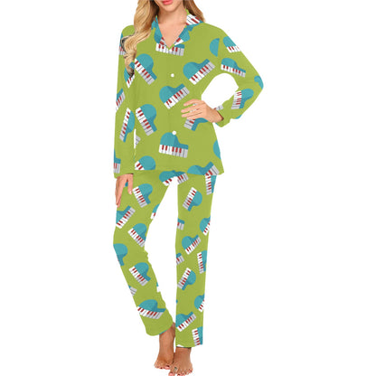 Piano Pattern Print Design 03 Women's Long Pajama Set