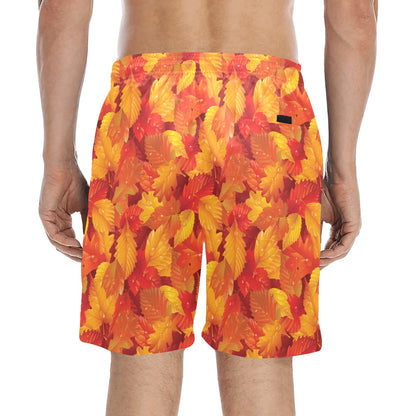 Elm Leave Autum Print Pattern Men's Swim Trunks Beach Shorts
