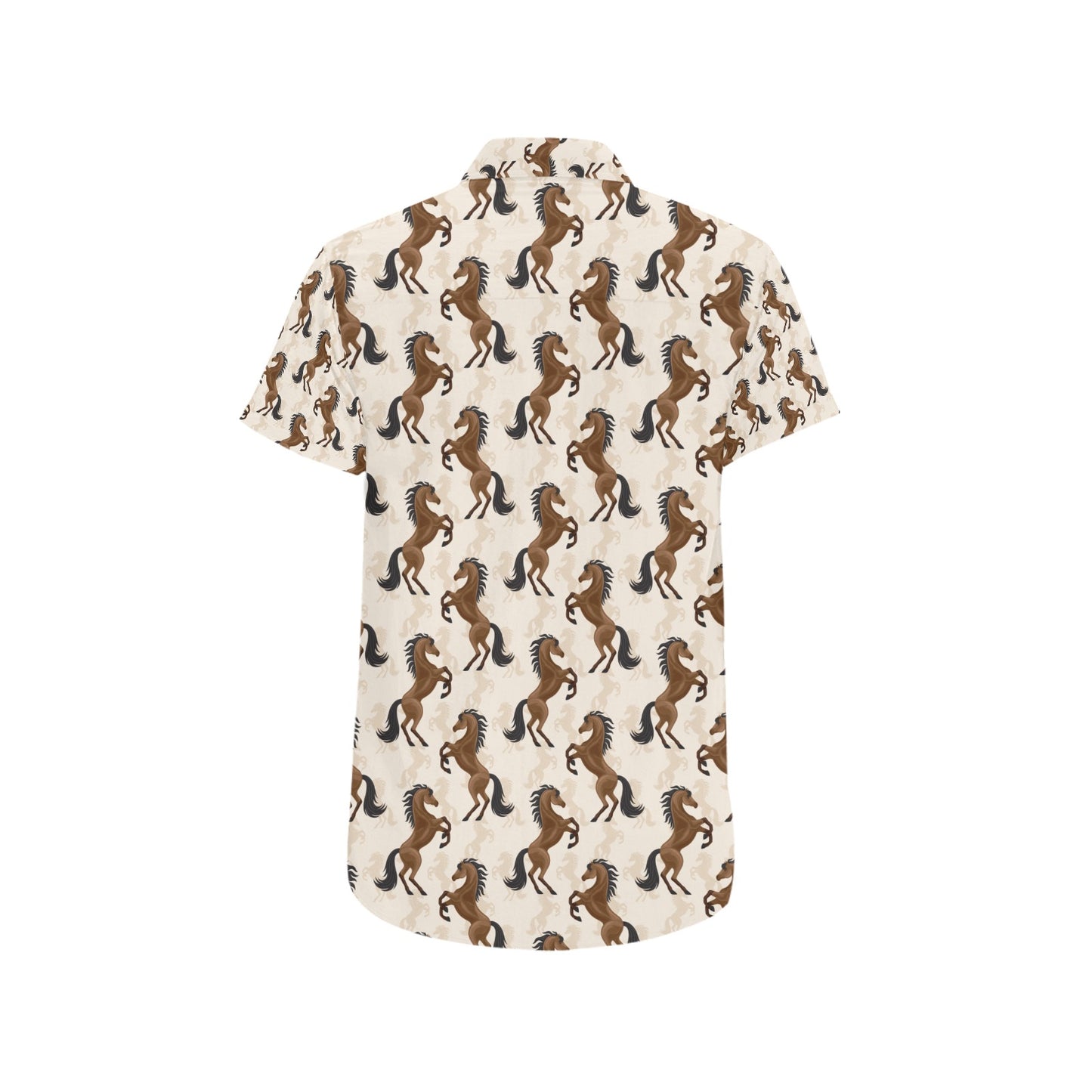Horse Print Design LKS308 Men Short Sleeve Button Up Shirt