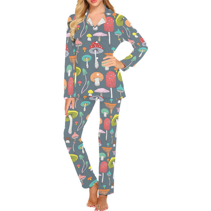 Mushroom Pattern Print Design A03 Women's Long Pajama Set