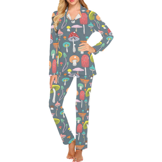 Mushroom Pattern Print Design A03 Women's Long Pajama Set