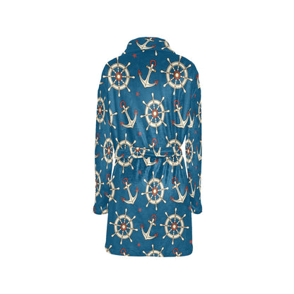 Anchor Pattern Print Design 02 Women's Fleece Robe