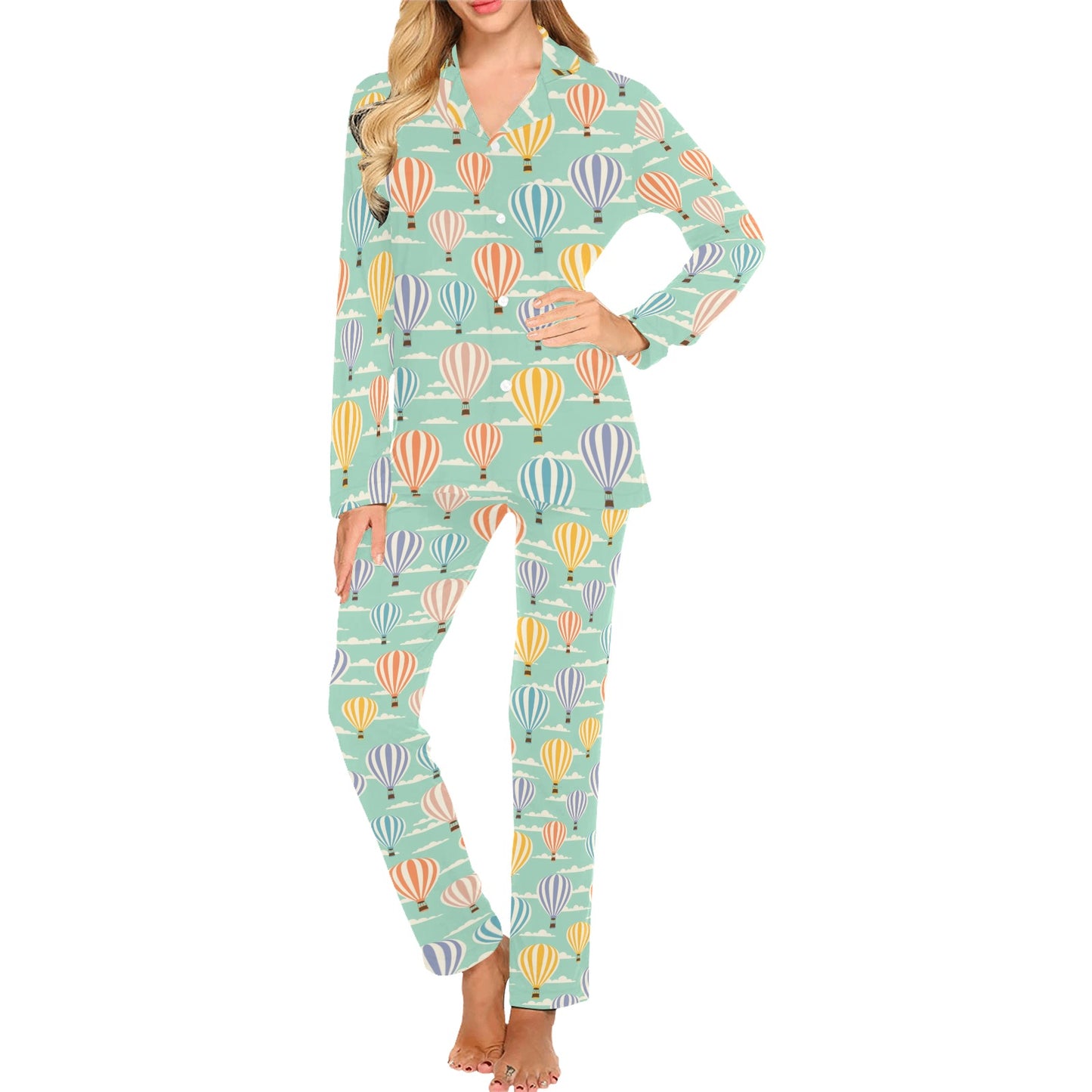 Ballon Pattern Print Design 01 Women's Long Pajama Set