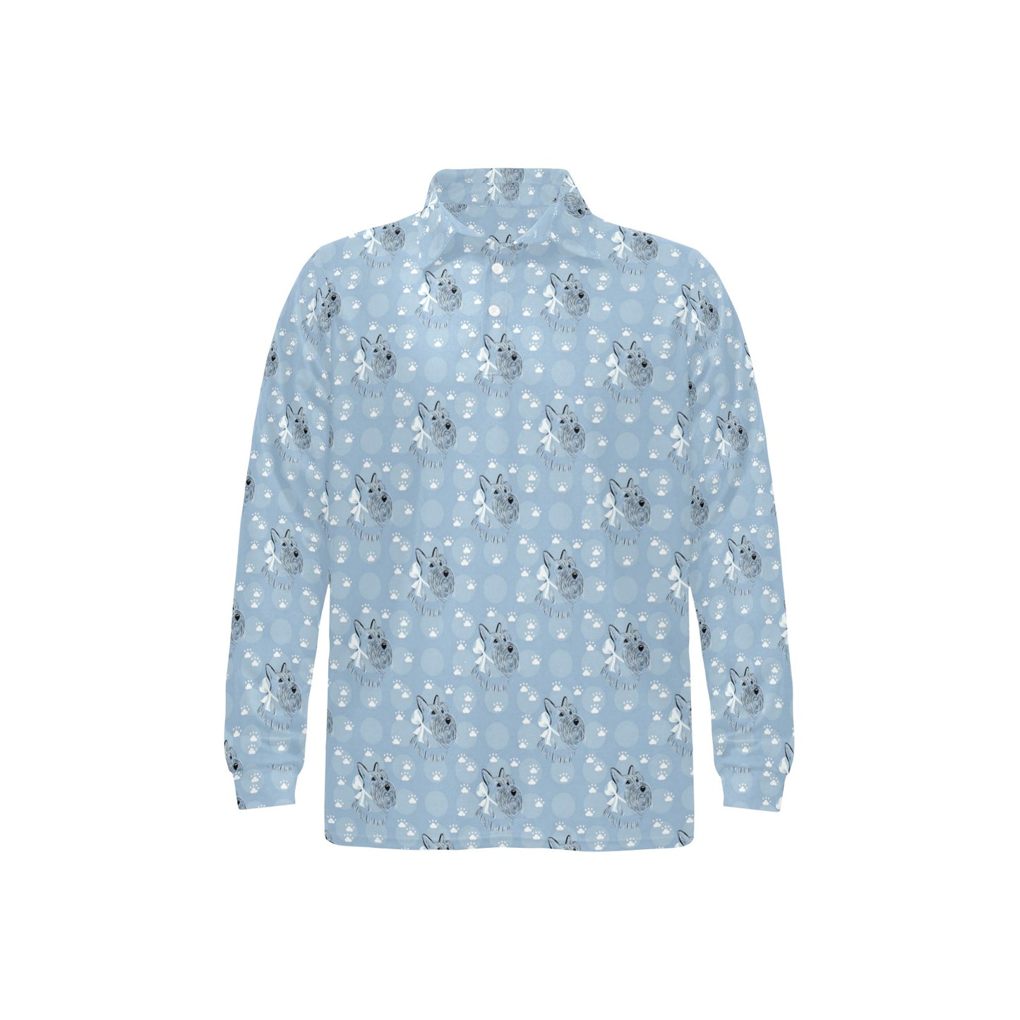 Scottish Terriers Print Design LKS308 Long Sleeve Polo Shirt For Men's