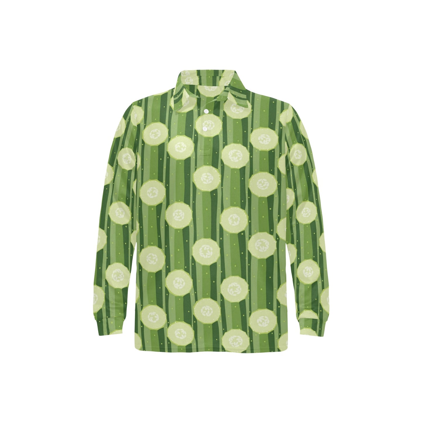 Cucumber Pattern Print Design CC03 Long Sleeve Polo Shirt For Men's