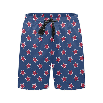 Star Red Blue Print Design LKS301 Men's Swim Trunks Beach Shorts