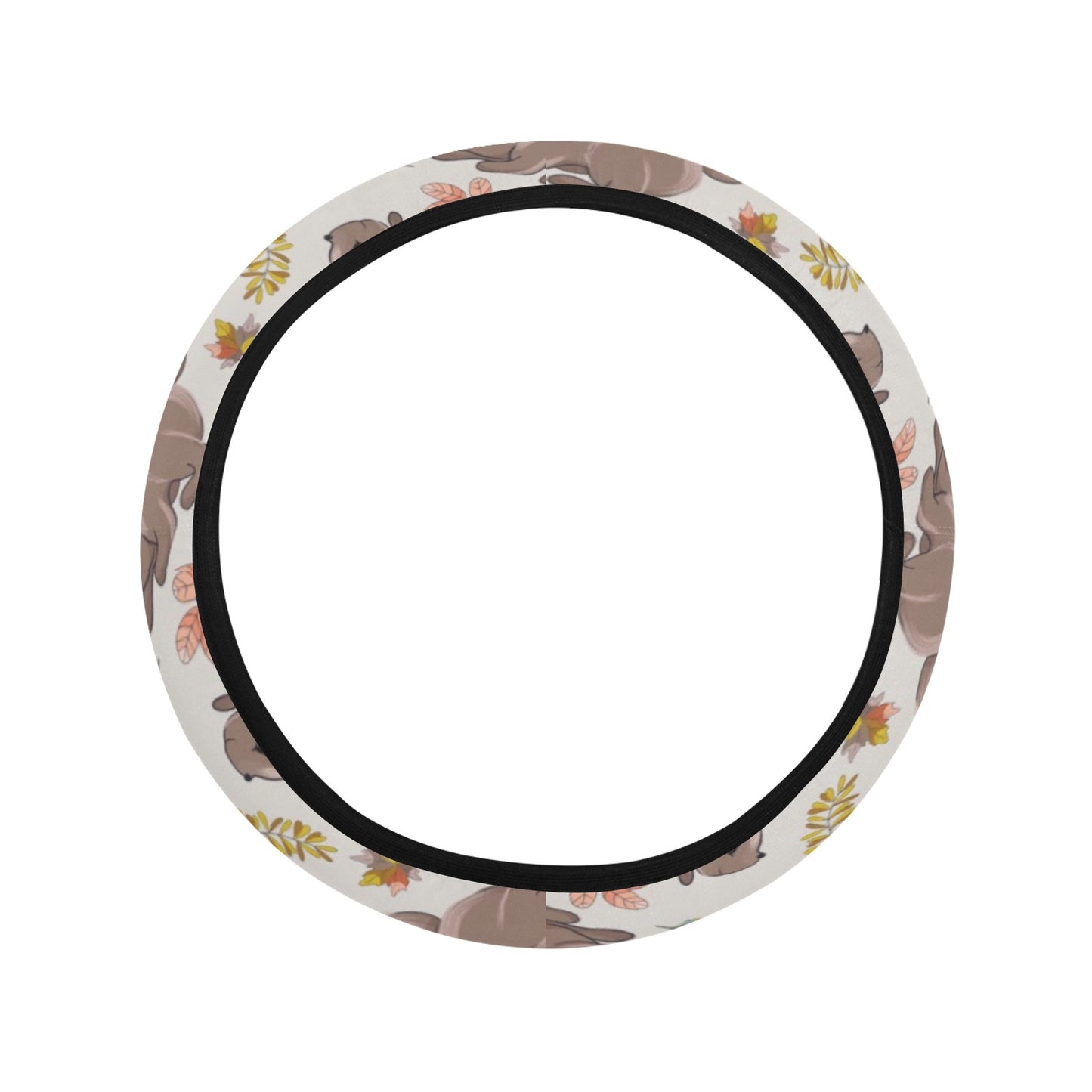 Squirrel Print Design LKS307 Steering Wheel Cover with Elastic Edge