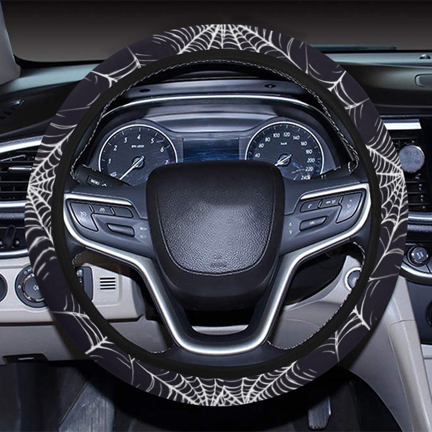 Spider Web Print Design LKS303 Steering Wheel Cover with Elastic Edge