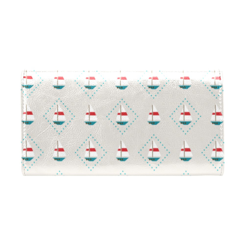 Sailboat Print Design LKS301 Women's Trifold Wallet