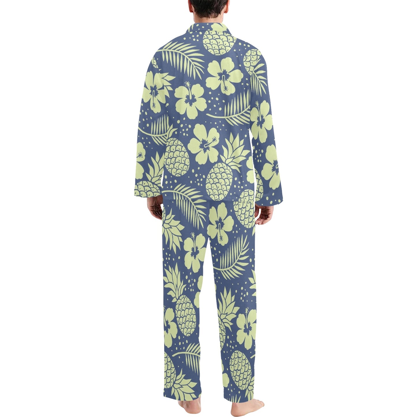 Pineapple Pattern Print Design PP07 Men's Long Pajama Set