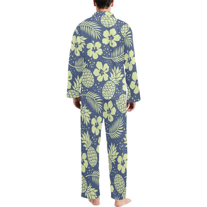 Pineapple Pattern Print Design PP07 Men's Long Pajama Set