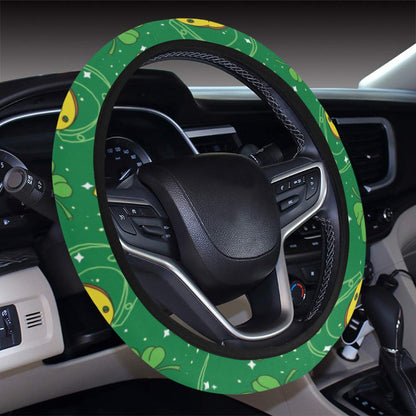 Shamrock With Horse Shoes Print Design LKS305 Steering Wheel Cover with Elastic Edge