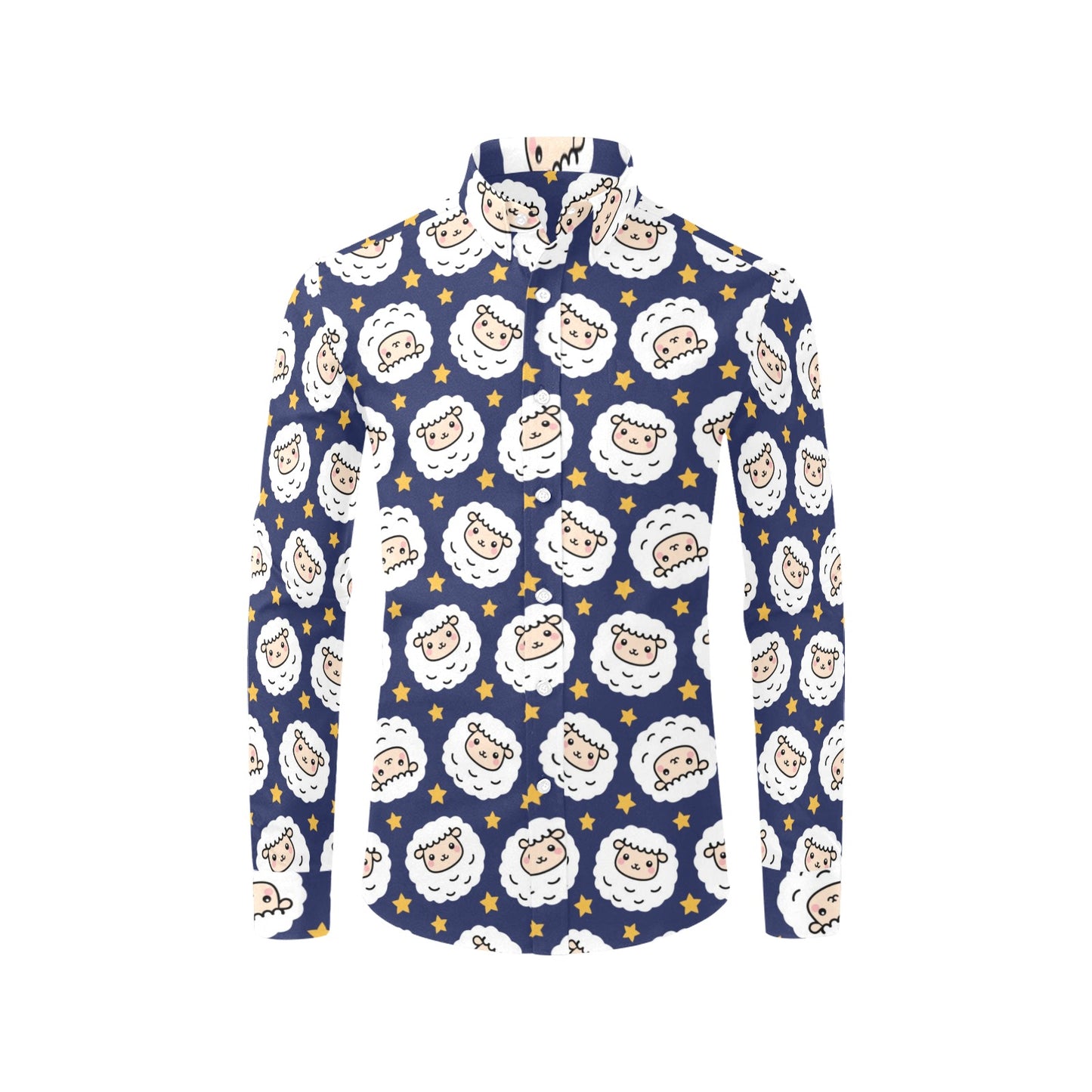 Sheep Print Design LKS402 Men's Long Sleeve Dress Shirt