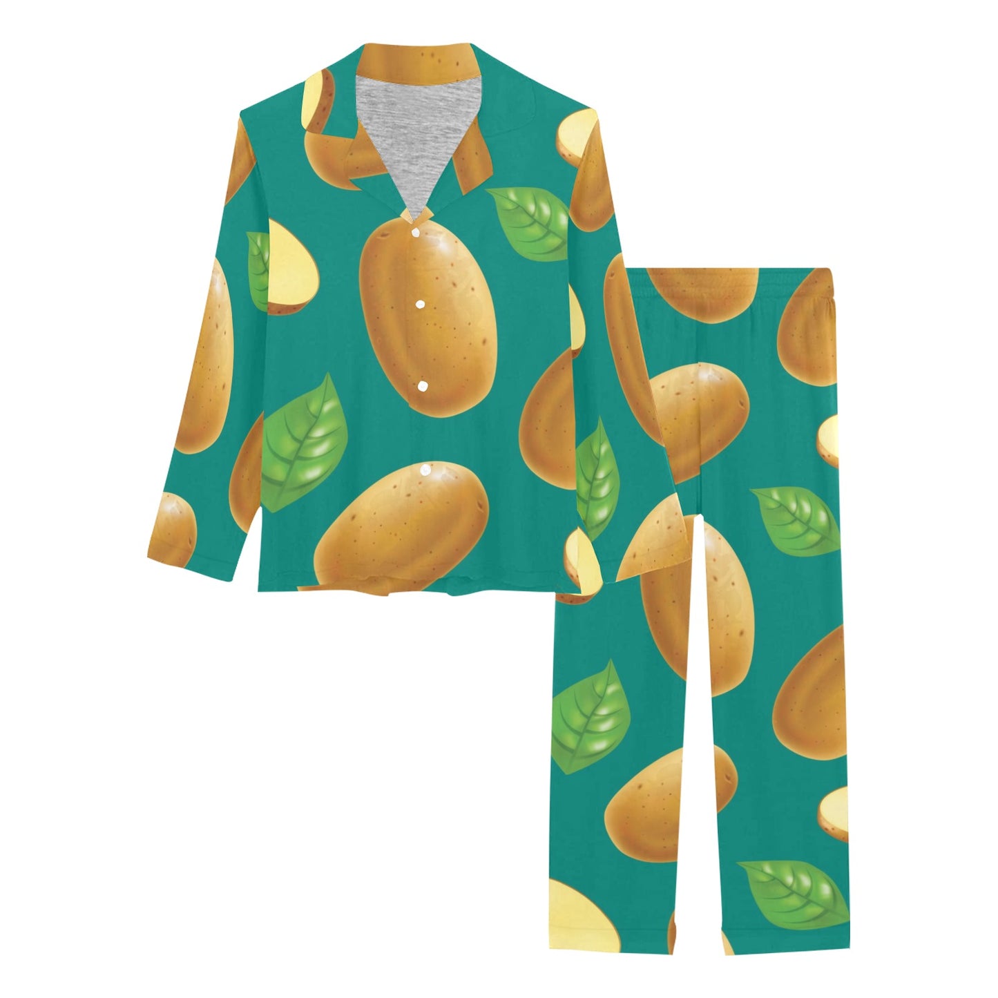 Potato Pattern Print Design A04 Women's Long Pajama Set