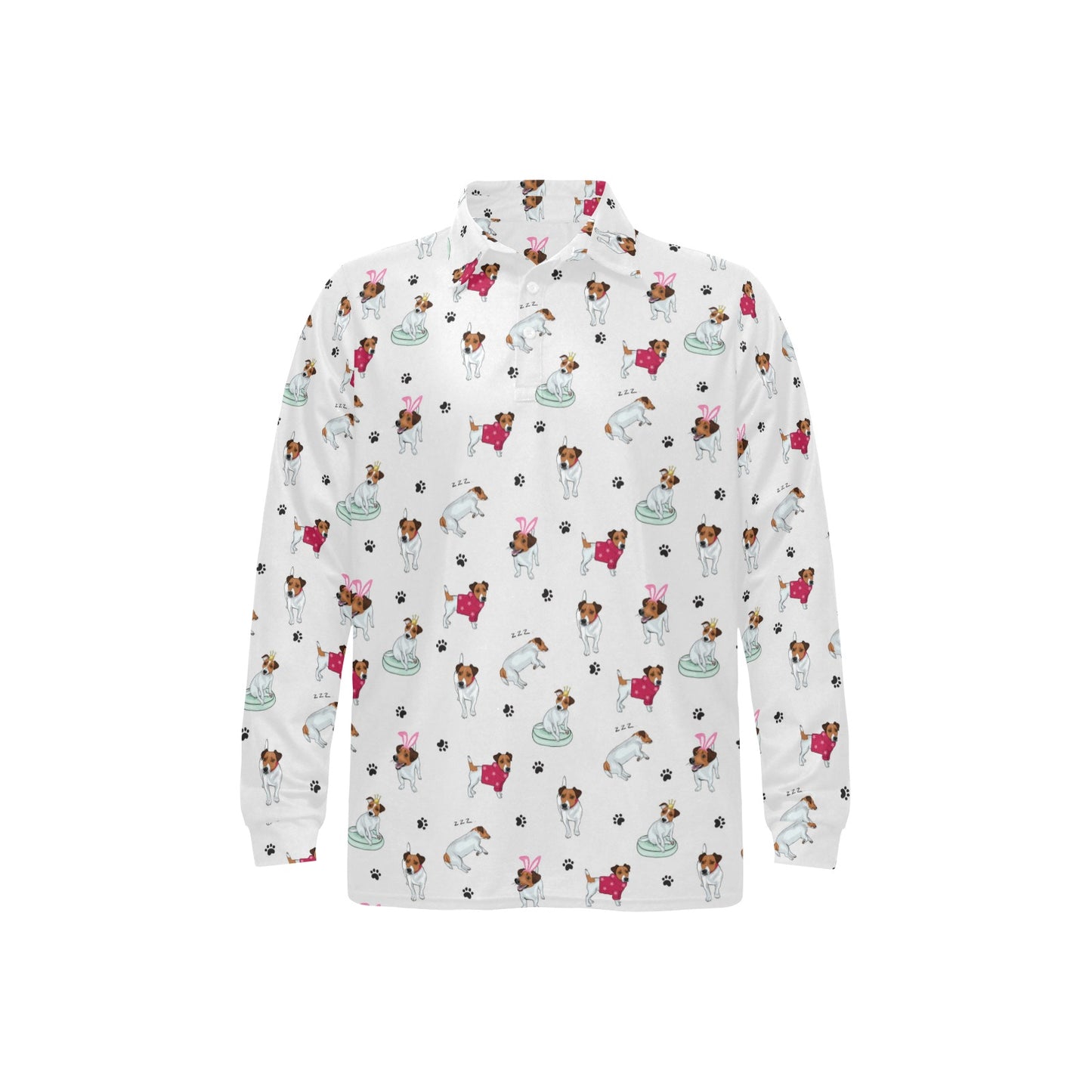 Russell Terriers Print Design LKS308 Long Sleeve Polo Shirt For Men's