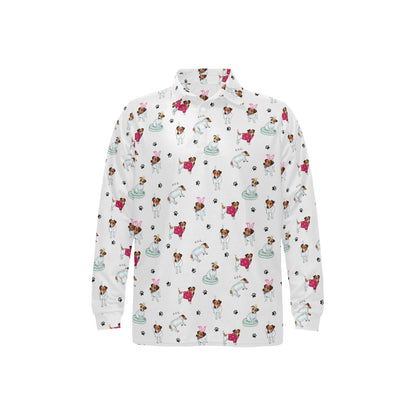 Russell Terriers Print Design LKS308 Long Sleeve Polo Shirt For Men's