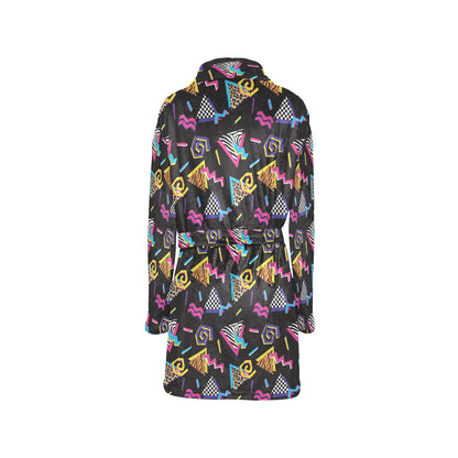 80s Pattern Print Design 3 Women's Fleece Robe
