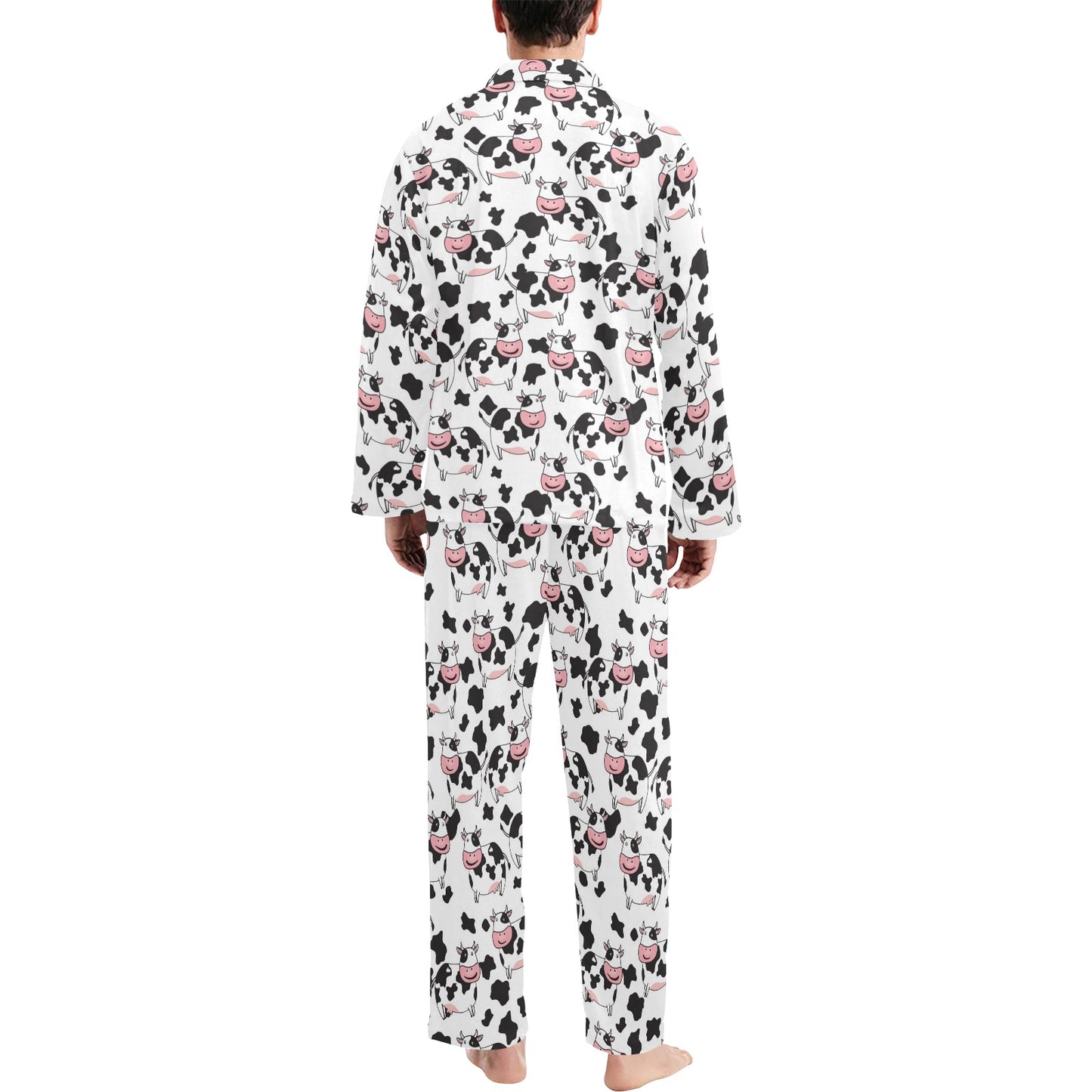 Cow Pattern Print Design 02 Men's Long Pajama Set