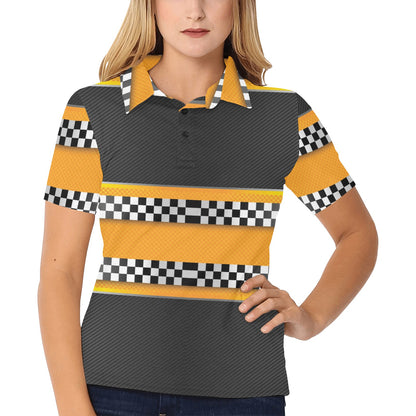 Checkered Pattern Print Design 01 Women's Polo Shirt