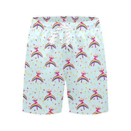 Fairy with Rainbow Print Pattern Men's Swim Trunks Beach Shorts