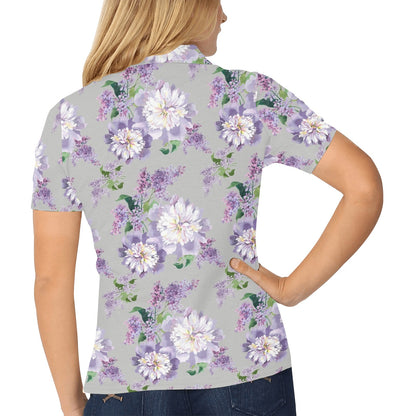 Lilac Pattern Print Design LI07 Women's Polo Shirt