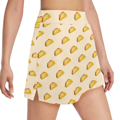 Taco Print Design LKS302 17" Golf & Pickleball Skort with Pockets