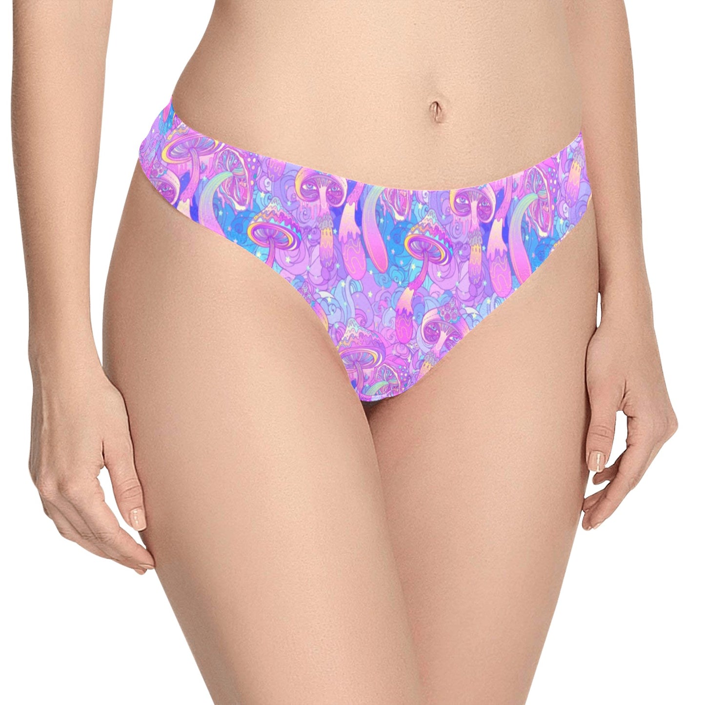 Psychedelic Trippy Mushroom Print Women's Thongs