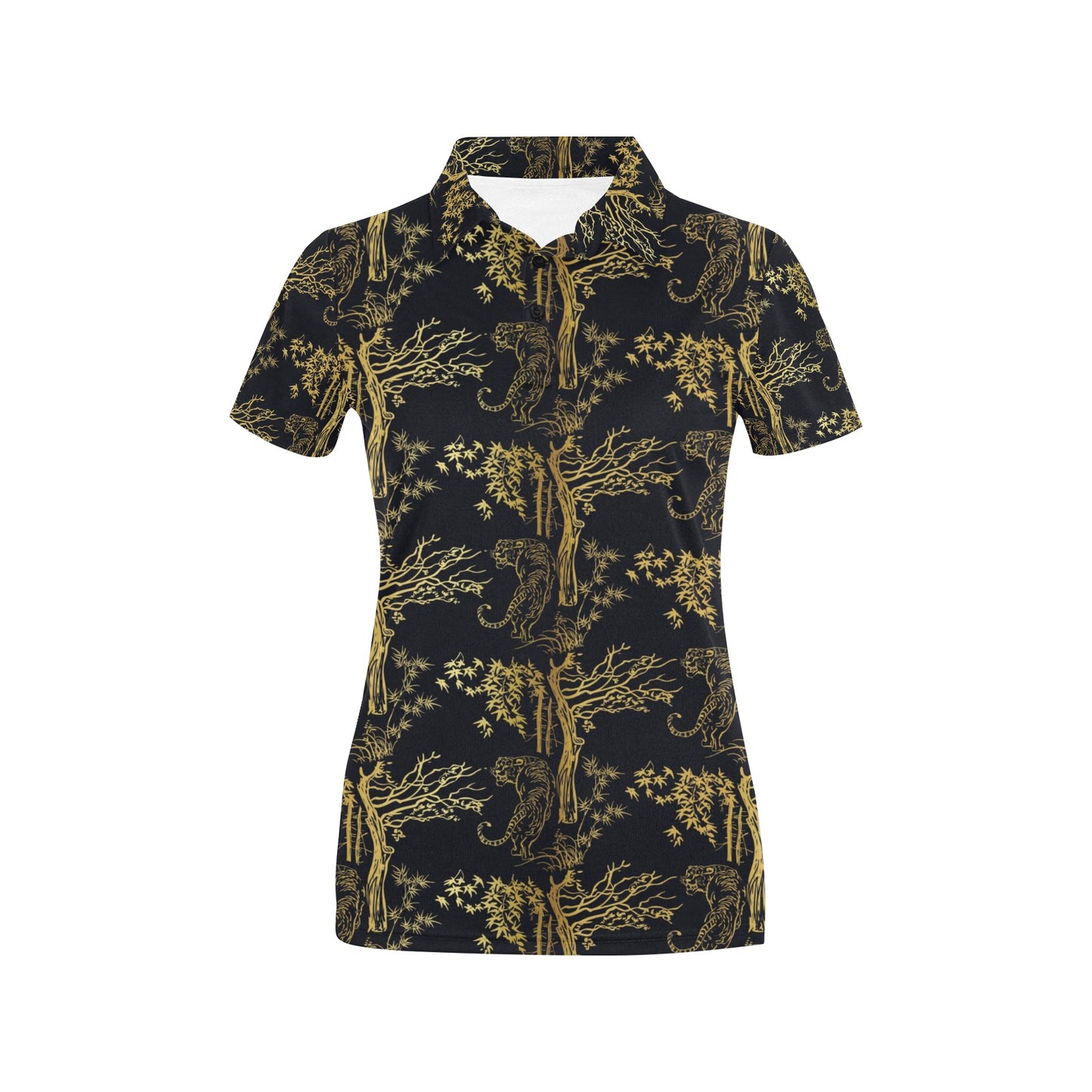 Tiger Gold Print Design LKS307 Women's Polo Shirt