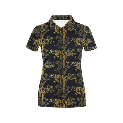 Tiger Gold Print Design LKS307 Women's Polo Shirt