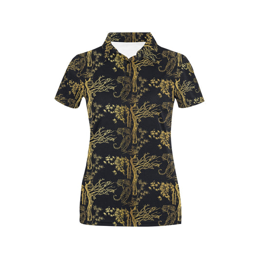 Tiger Gold Print Design LKS307 Women's Polo Shirt