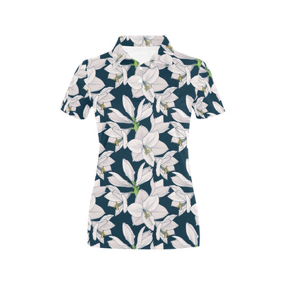Amaryllis Pattern Print Design AL02 Women's Polo Shirt
