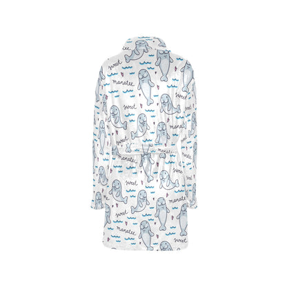 Manatee Baby Pattern Print Design 03 Women's Fleece Robe