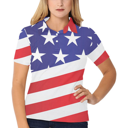 American flag Print Women's Polo Shirt