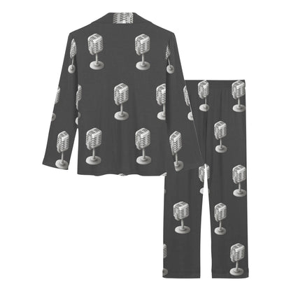 Microphone Vintage Pattern Print Design 01 Women's Long Pajama Set