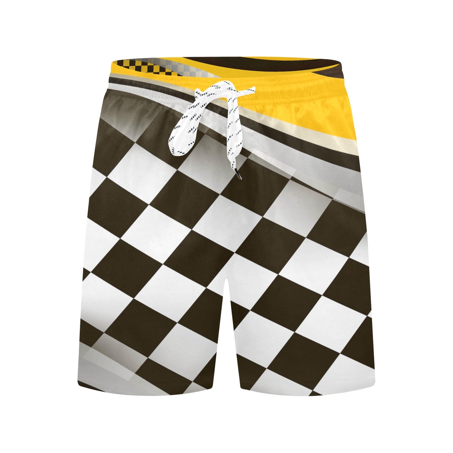 Checkered Flag Racing Style Men's Swim Trunks Beach Shorts