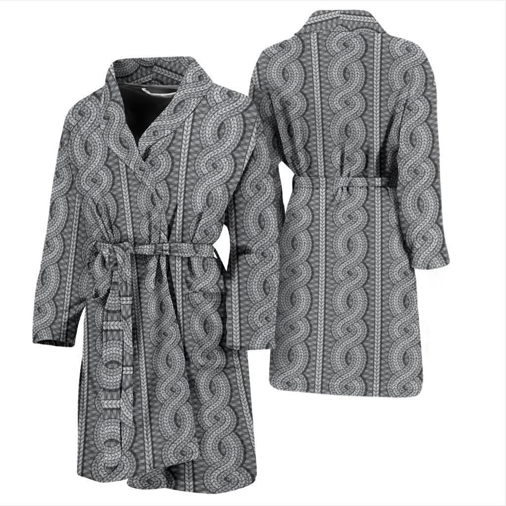 Cable Knit Pattern Print Design 01 Men Bathrobe-JORJUNE.COM