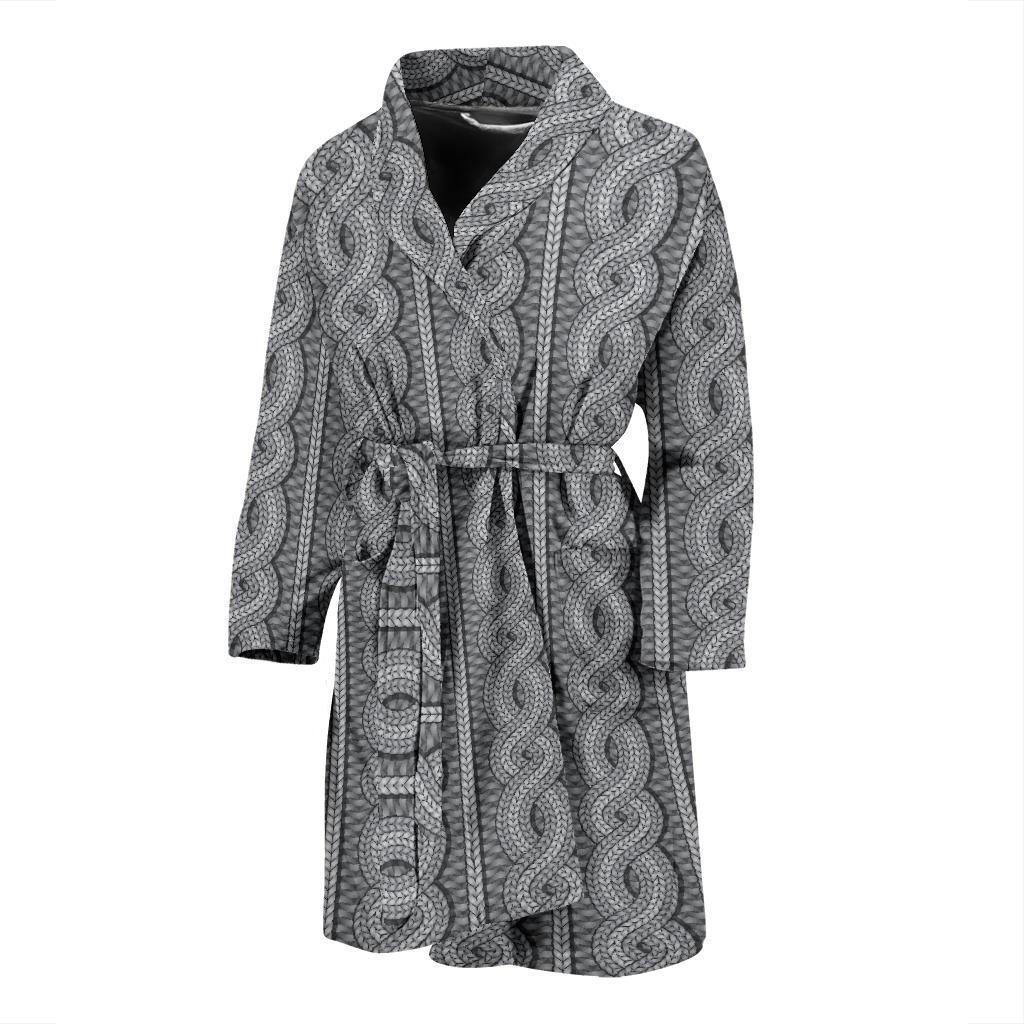 Cable Knit Pattern Print Design 01 Men Bathrobe-JORJUNE.COM