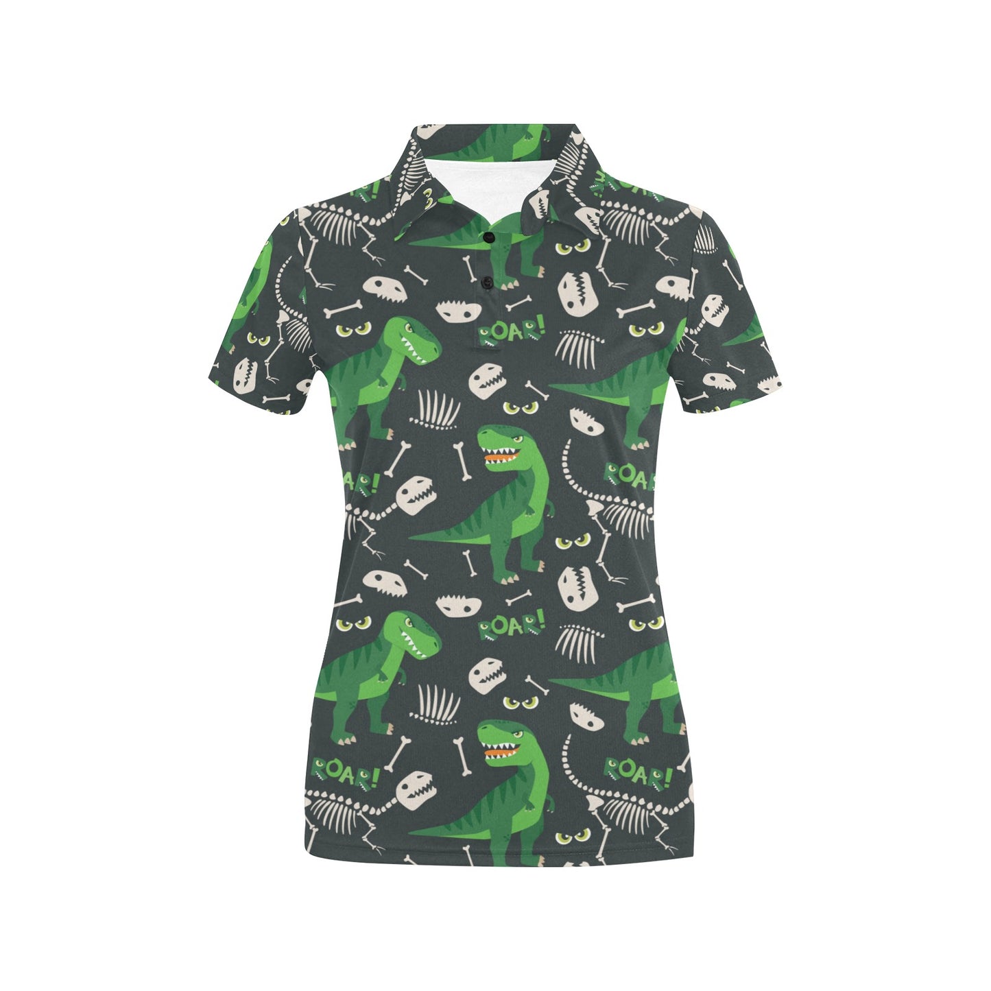 T Rex Pattern Print Design A05 Women's Polo Shirt