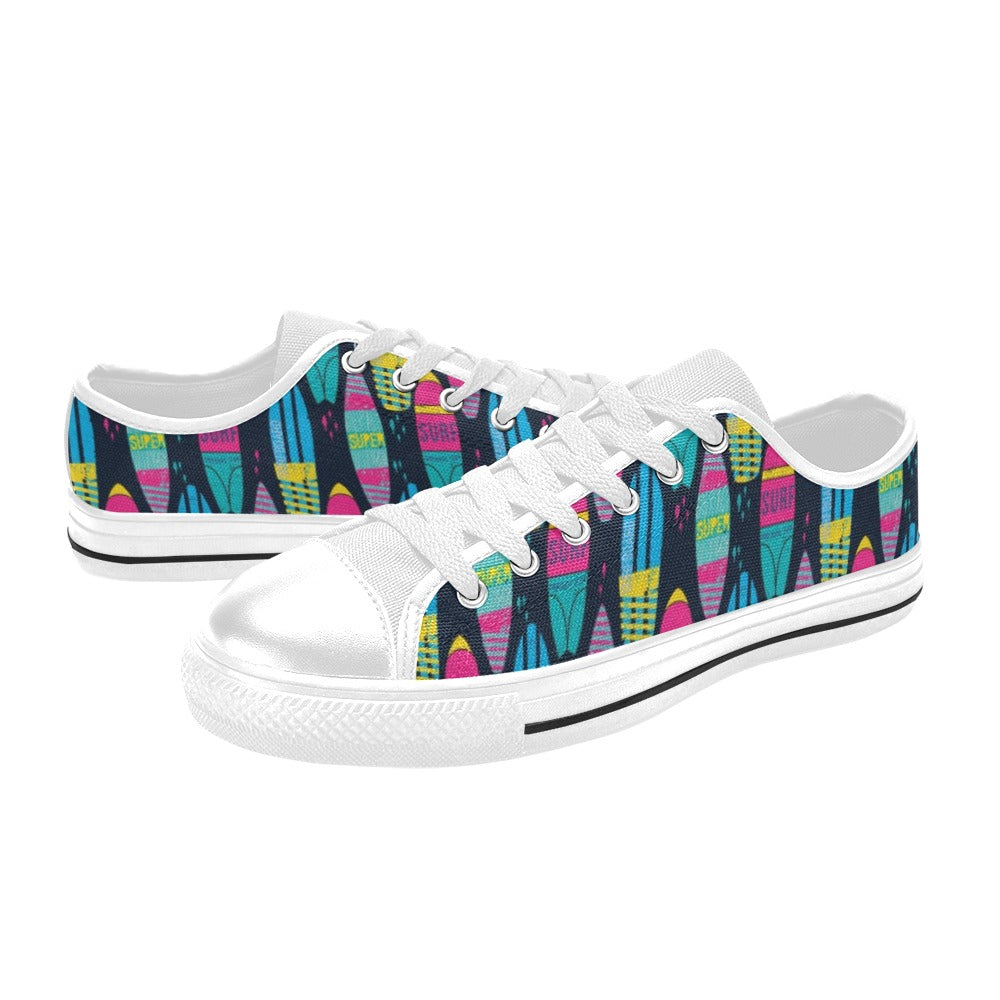 Surfboard Colorful Print Design LKS302 Women's White Low Top Shoes