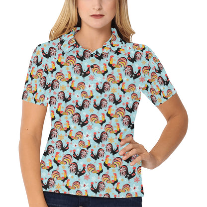 Rooster Themed Design Women's Polo Shirt