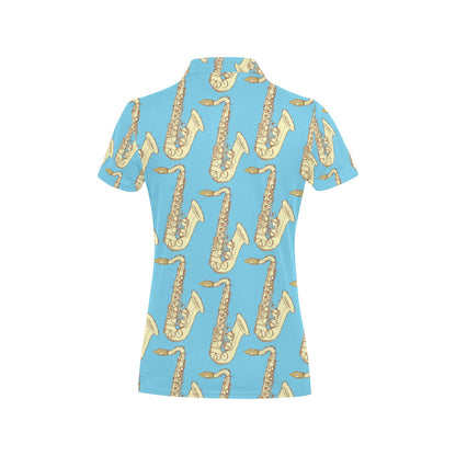 Saxophone Pattern Print Design 03 Women's Polo Shirt