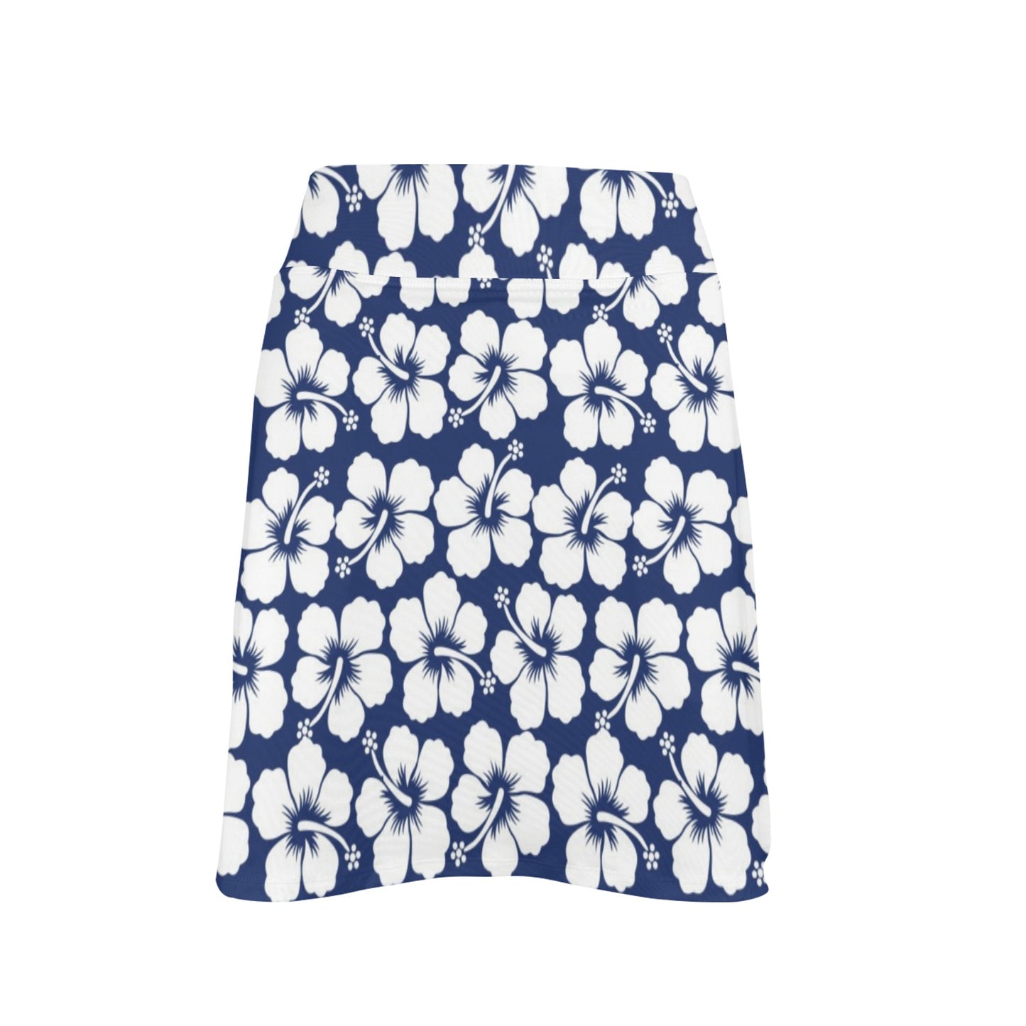 Hibiscus Blue Hawaiian Flower Pattern 17" Golf & Pickleball Skort with Pockets