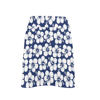 Hibiscus Blue Hawaiian Flower Pattern 17" Golf & Pickleball Skort with Pockets