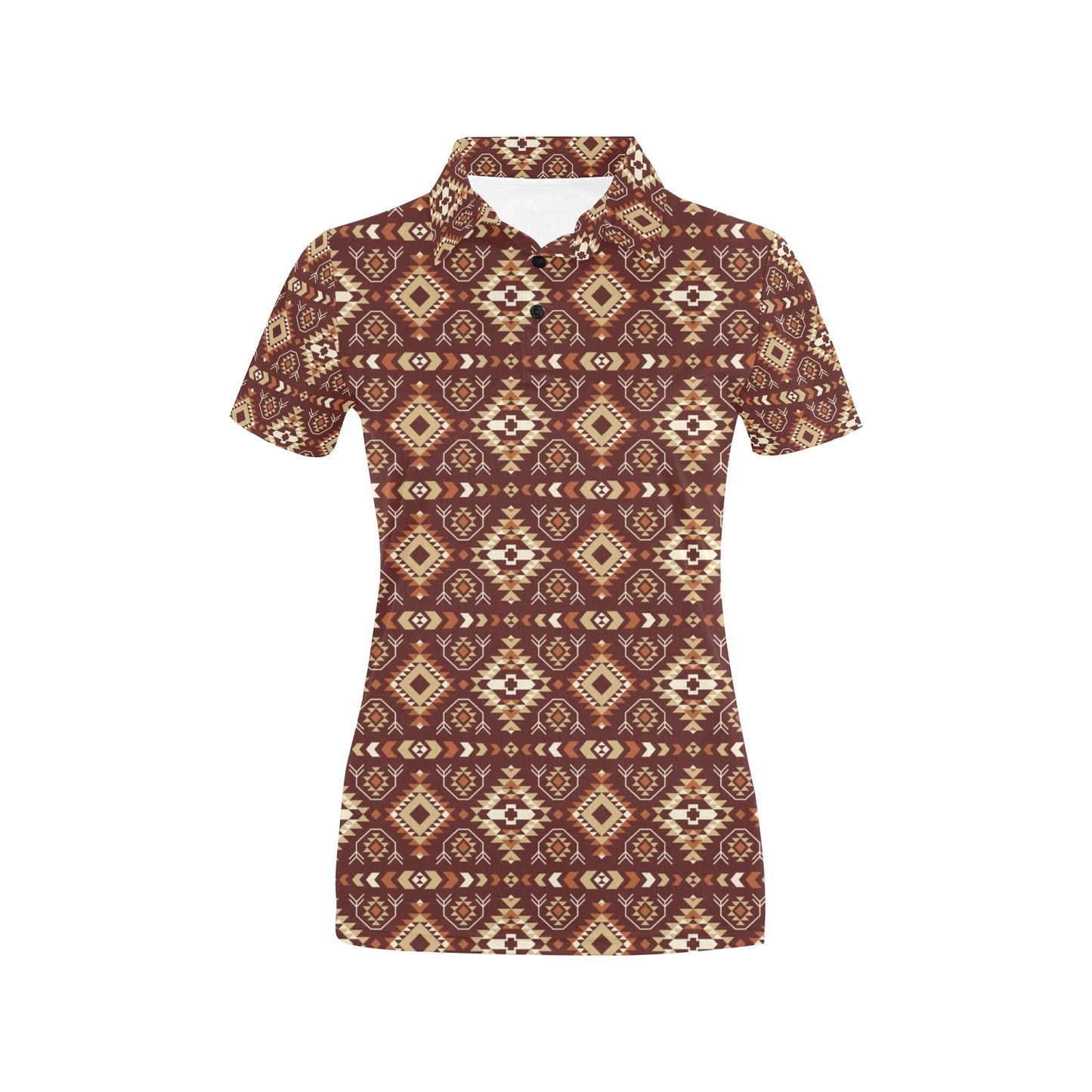 Navajo Native Color Print Pattern Women's Polo Shirt